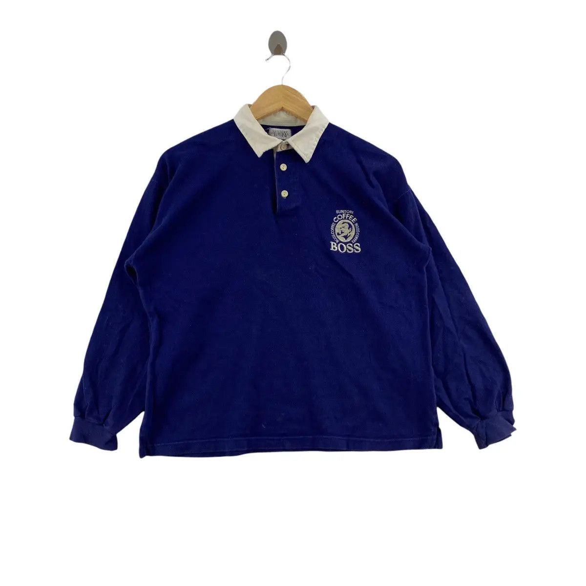 Vintage Vintage SUNTORY COFFEE BOSS Trash Rugby Polo Tee Shirt Top Size US L / EU 52-54 / 3 - 1 Thumbnail