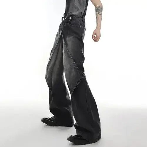 The Freshnes Deconstruct Wide Leg Washed Jeans Pants y2k Size US 32 / EU 48 - 2 Thumbnail