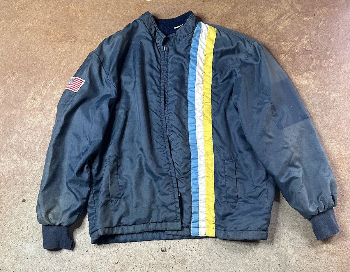 Vintage Vintage 70s Grenade Pull Ring Zip Fleece Lined Bomber Jacket Size US XL / EU 56 / 4 - 1 Thumbnail