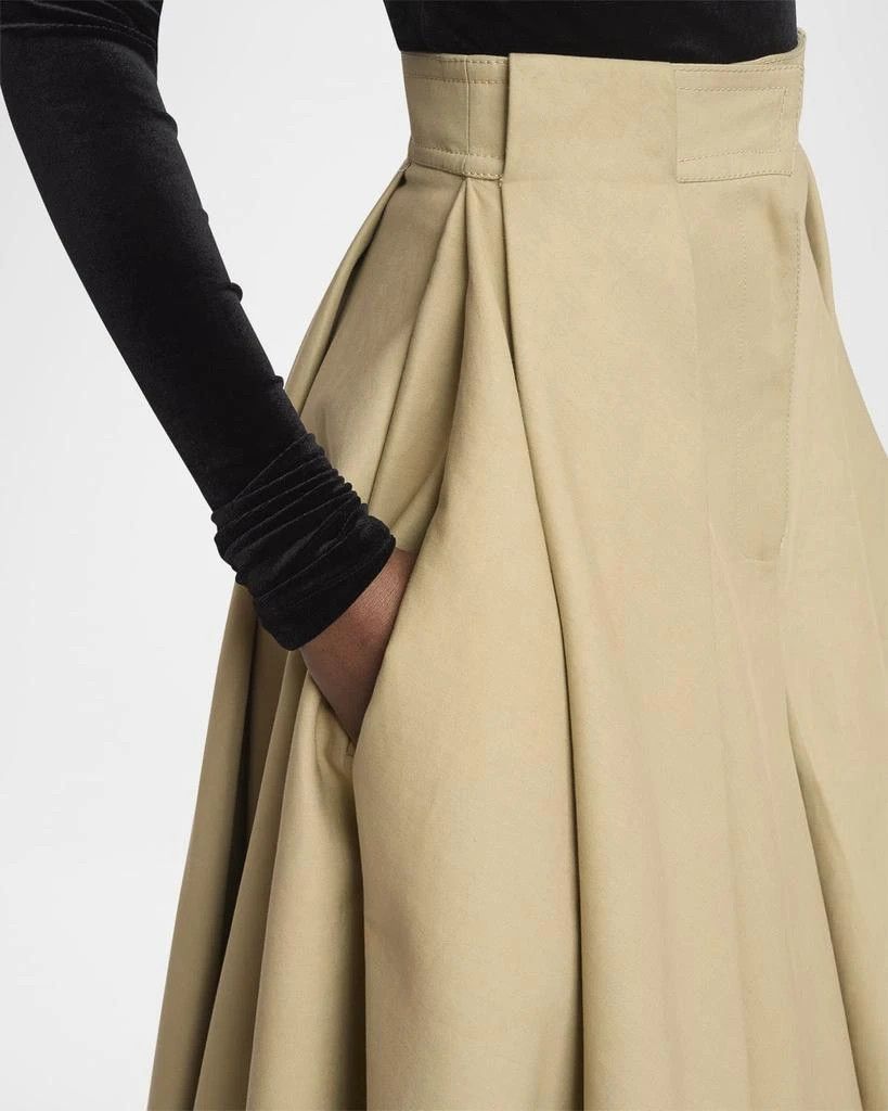 Balmain o1s1wg111025 Pleated Hi-Low Cotton Midi Skirt in Beige Size 25" / US 0 / IT 36 - 5 Thumbnail