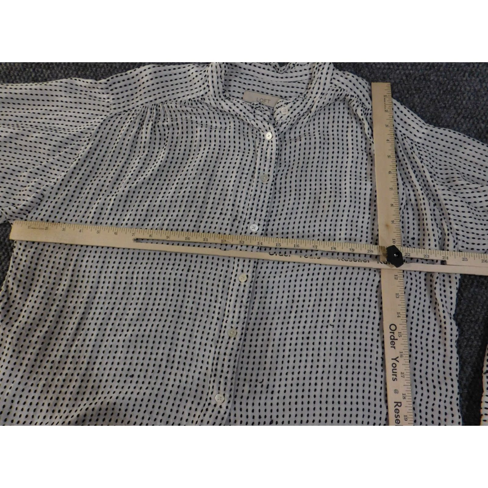 Ann Taylor LOFT Blouse Womens L White Black Polka Dot Lightweight Casual Shirt Girls Mens Size L / US 10 / IT 46 - 5 Thumbnail