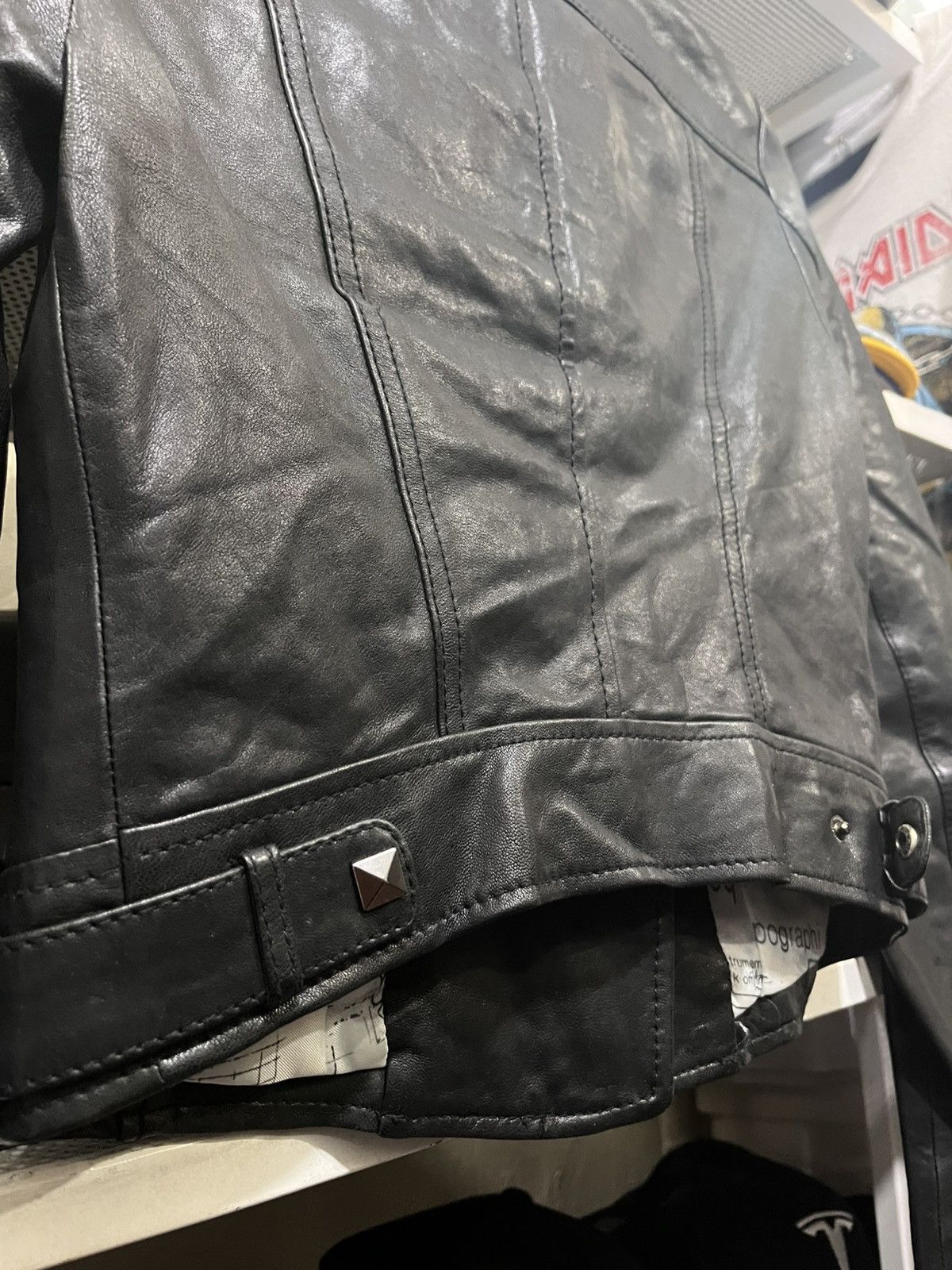 Genuine Leather Black Vegan Leather Moto Women's Size S / US 4 / IT 40 - 7 Thumbnail