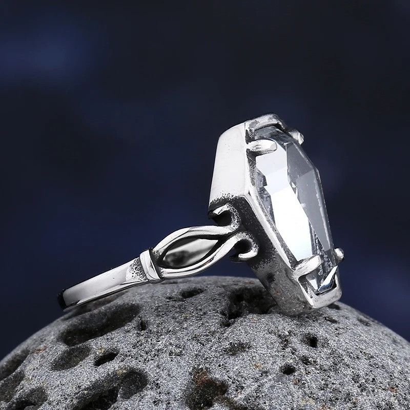Vintage Coffin Ring With Flower And Glass Size ONE SIZE - 5 Thumbnail