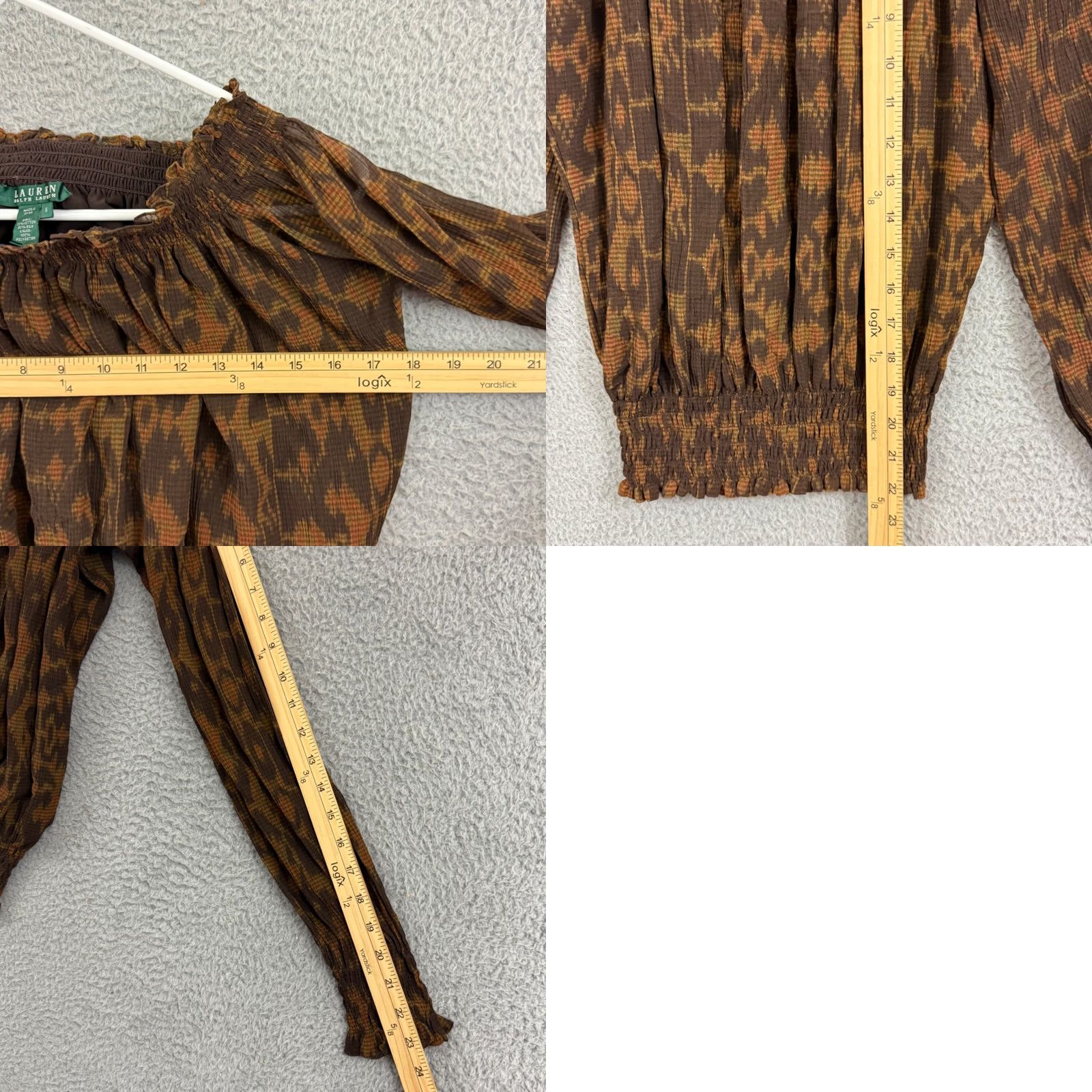 Ralph Lauren Ralph Lauren Shirt Women's 6 Brown Silk Blend Blouse Long Sleeve Peasant Top Size M / US 6-8 / IT 42-44 - 8 Thumbnail
