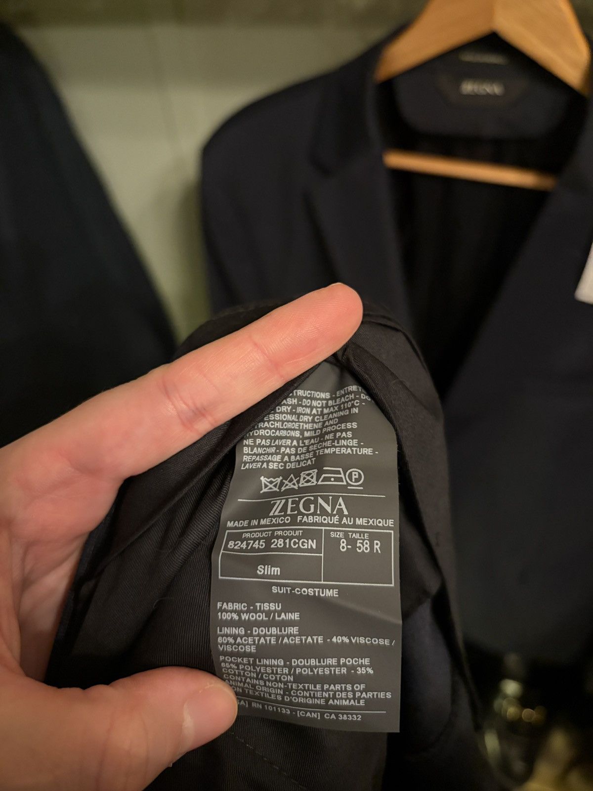 Z Zegna Zegna Suit Navy 8-58 R Size 54R - 13 Thumbnail