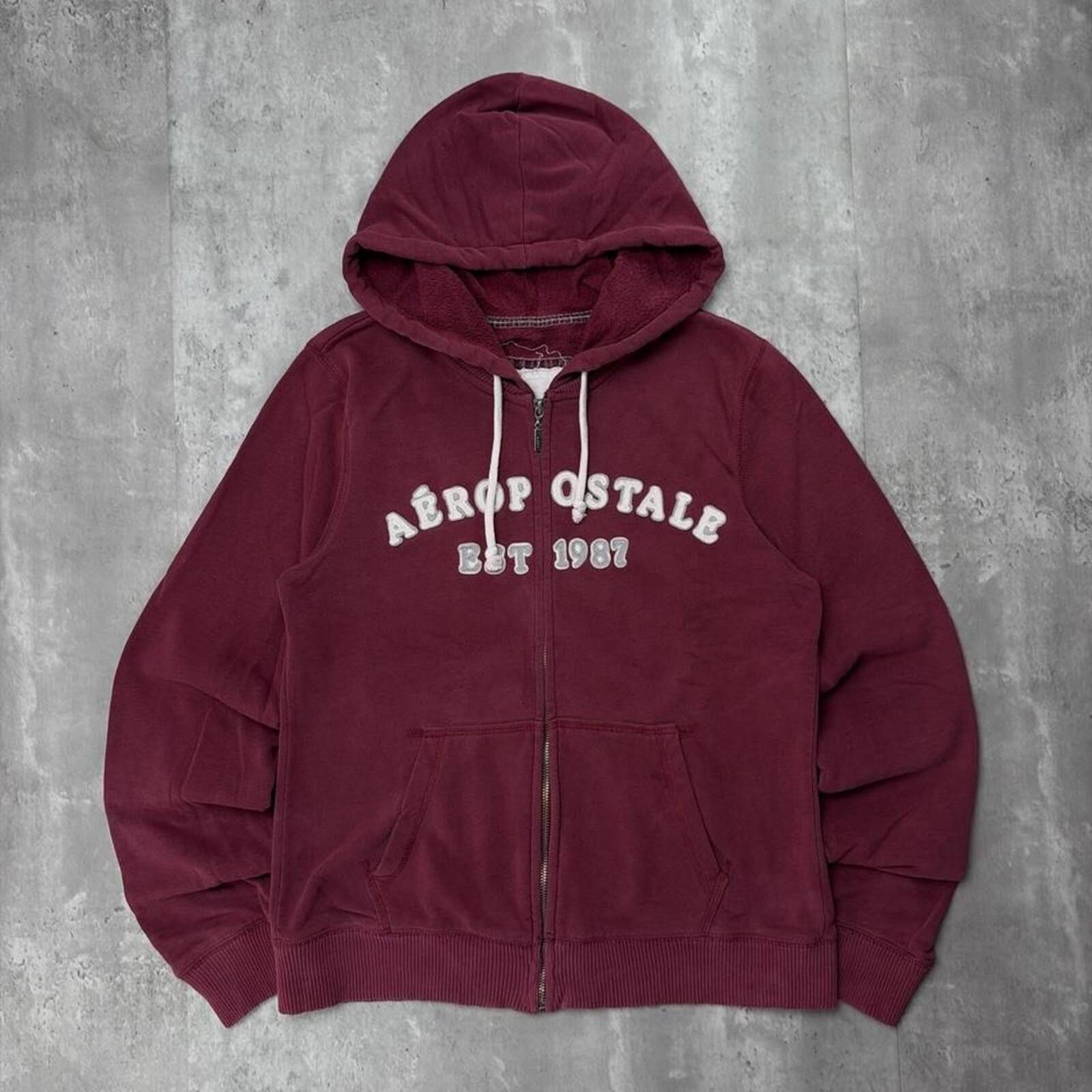 Aeropostale Y2K Burgundy Aeropostale Grunge Skater Zip Up Hoodie Size XL / US 12-14 / IT 48-50 - 1 Thumbnail