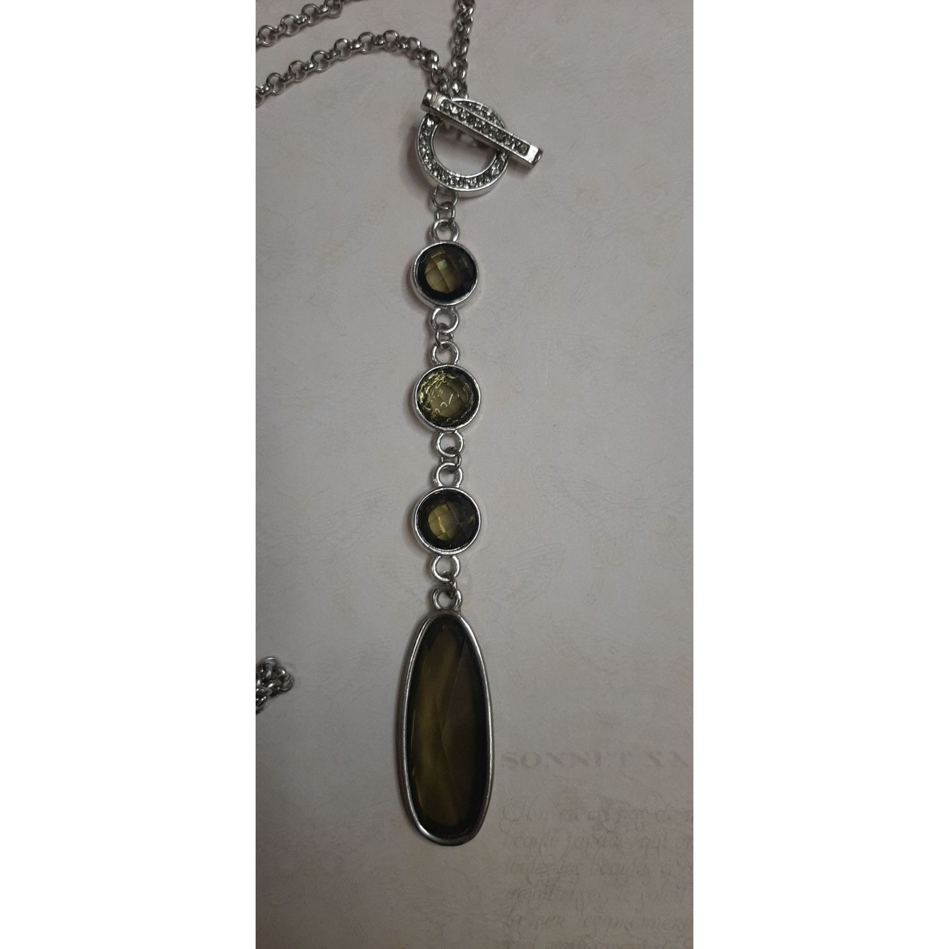 Other Vintage-Inspired Toggle Pendant Necklace With Faceted Olive- Size ONE SIZE - 6 Thumbnail