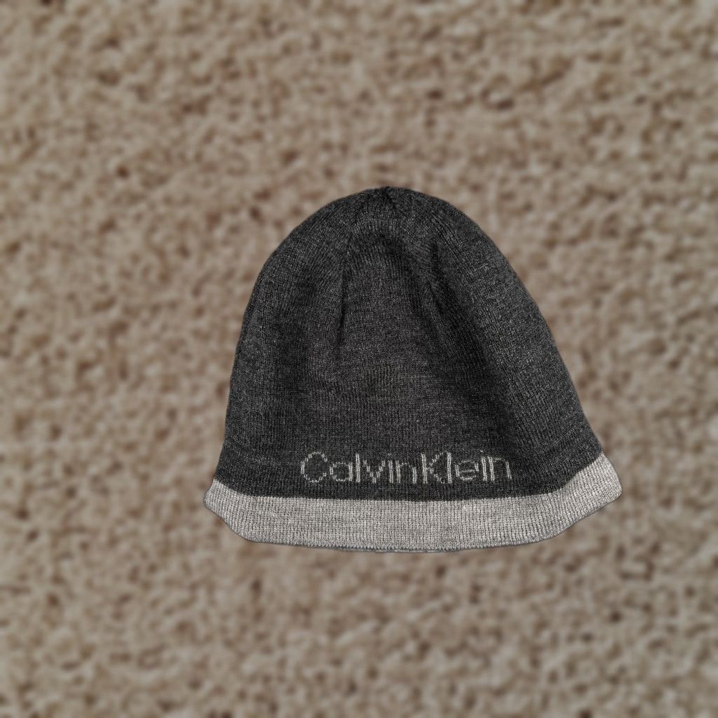 Calvin Klein Calvin Klein Beanie Hat Adult One Size Gray Knit Reversible Lightweight Outdoors Unisex Mens Womens Size ONE SIZE - 1 Thumbnail