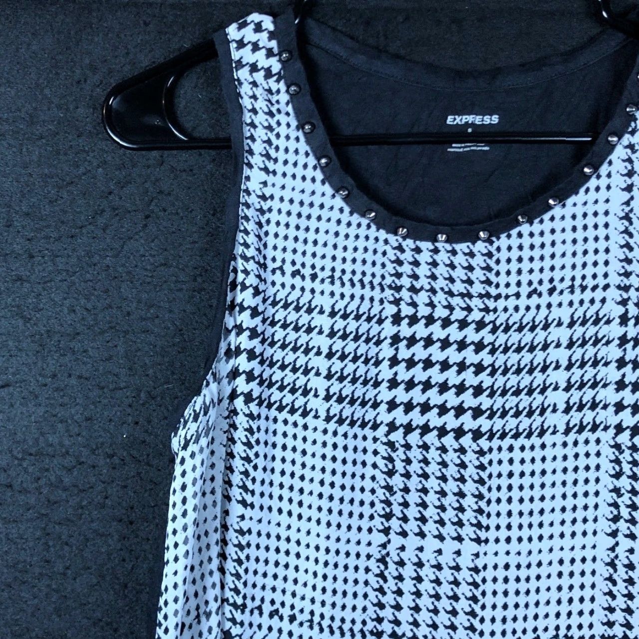 Express Express Womens Tank White Black Pattern Scoop Neck Sheer Small Size S / US 4 / IT 40 - 4 Thumbnail