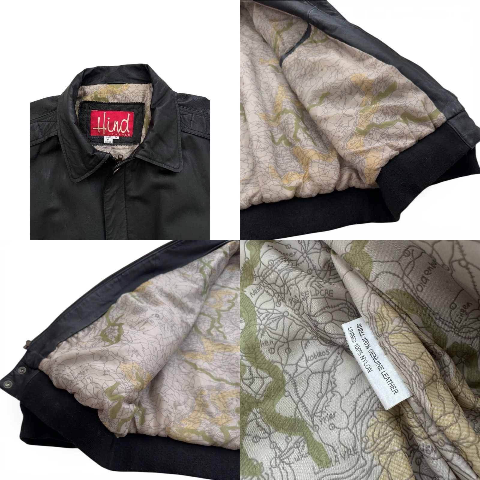 Vintage VINTAGE Hind Leather Bomber Jacket Black - Men's 3XL Size US XXL / EU 58 / 5 - 8 Thumbnail