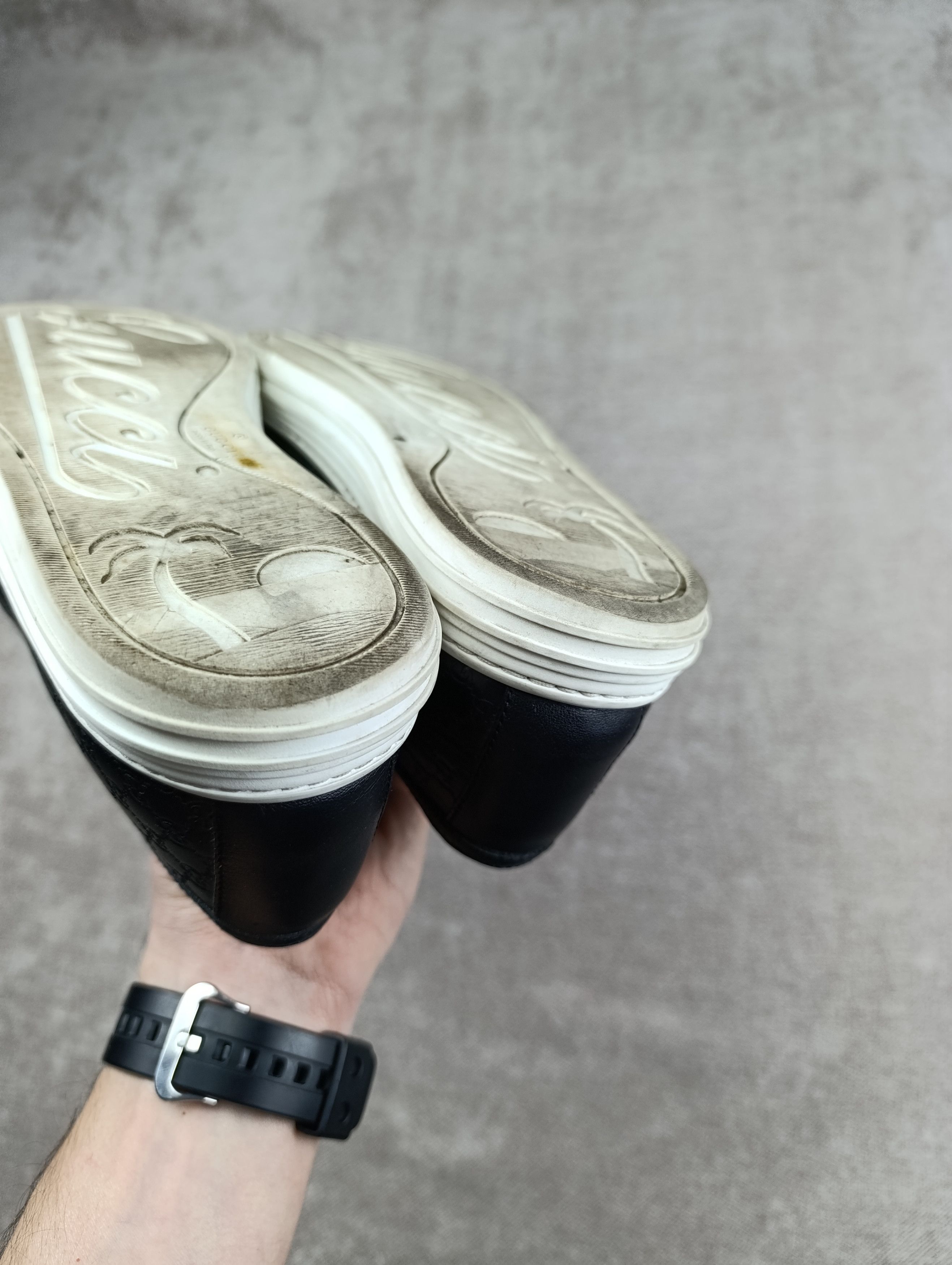 Gucci GUCCI LEATHER SIGNATURE SLIP-ON BLACK MONOGRAM Size US 7.5 / EU 40-41 - 11 Thumbnail