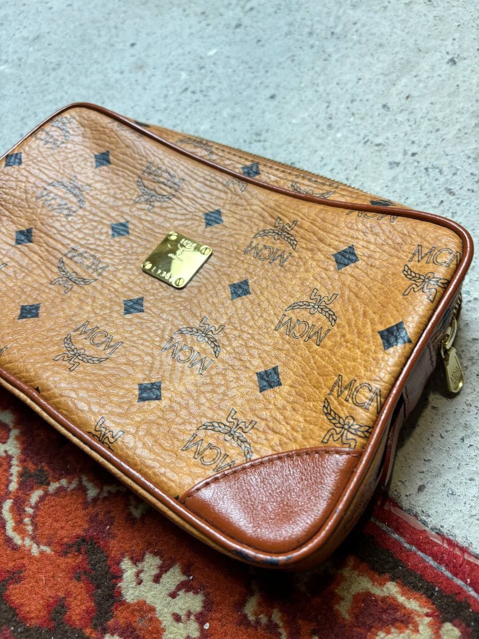 MCM × Vintage Vintage MCM Visetos Leather Boston Bag Cognac Size ONE SIZE - 2 Thumbnail