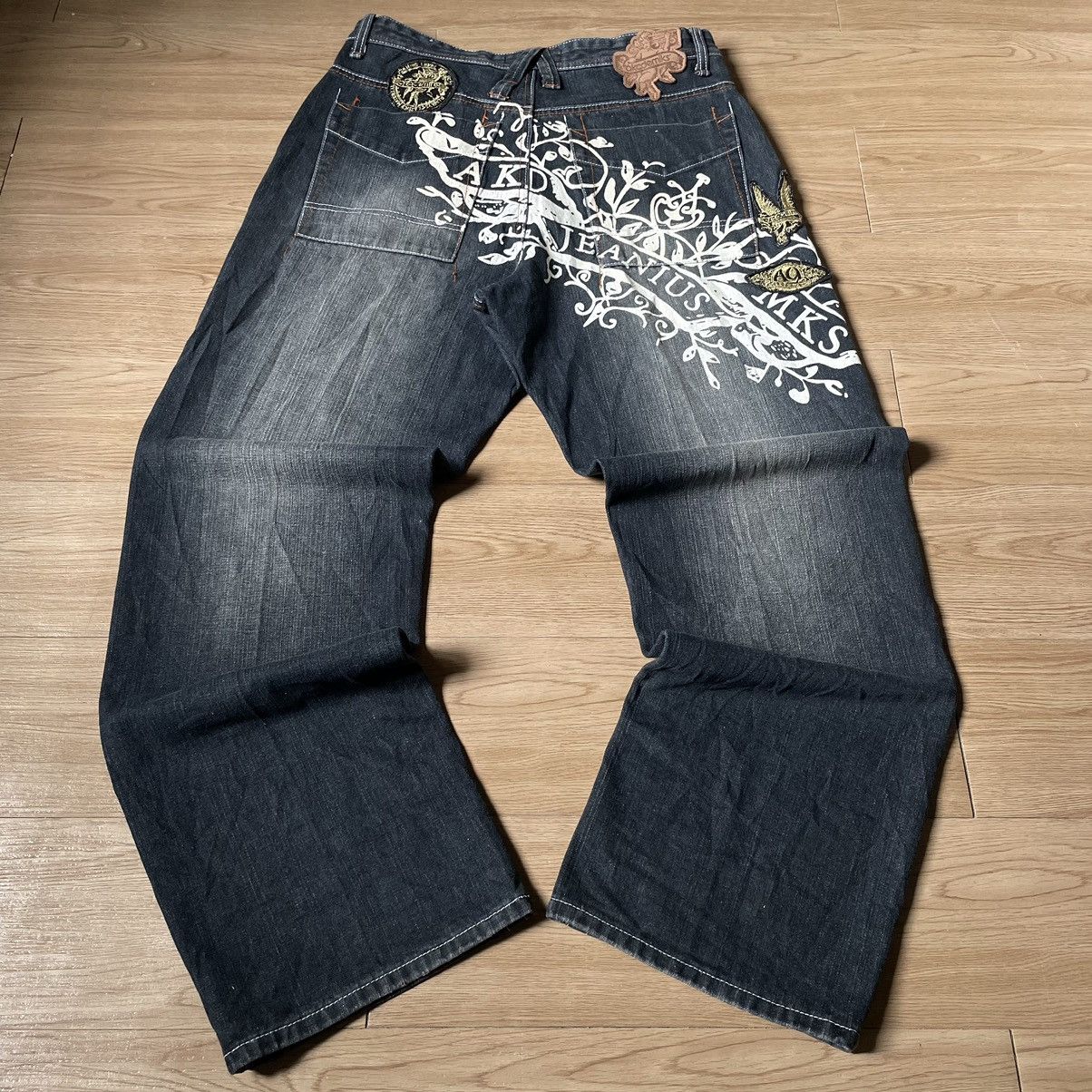 Hysteric Glamour Akademiks Patches Paint Embroidered Jnco Style Baggy Jeans Size US 34 / EU 50 - 16 Thumbnail