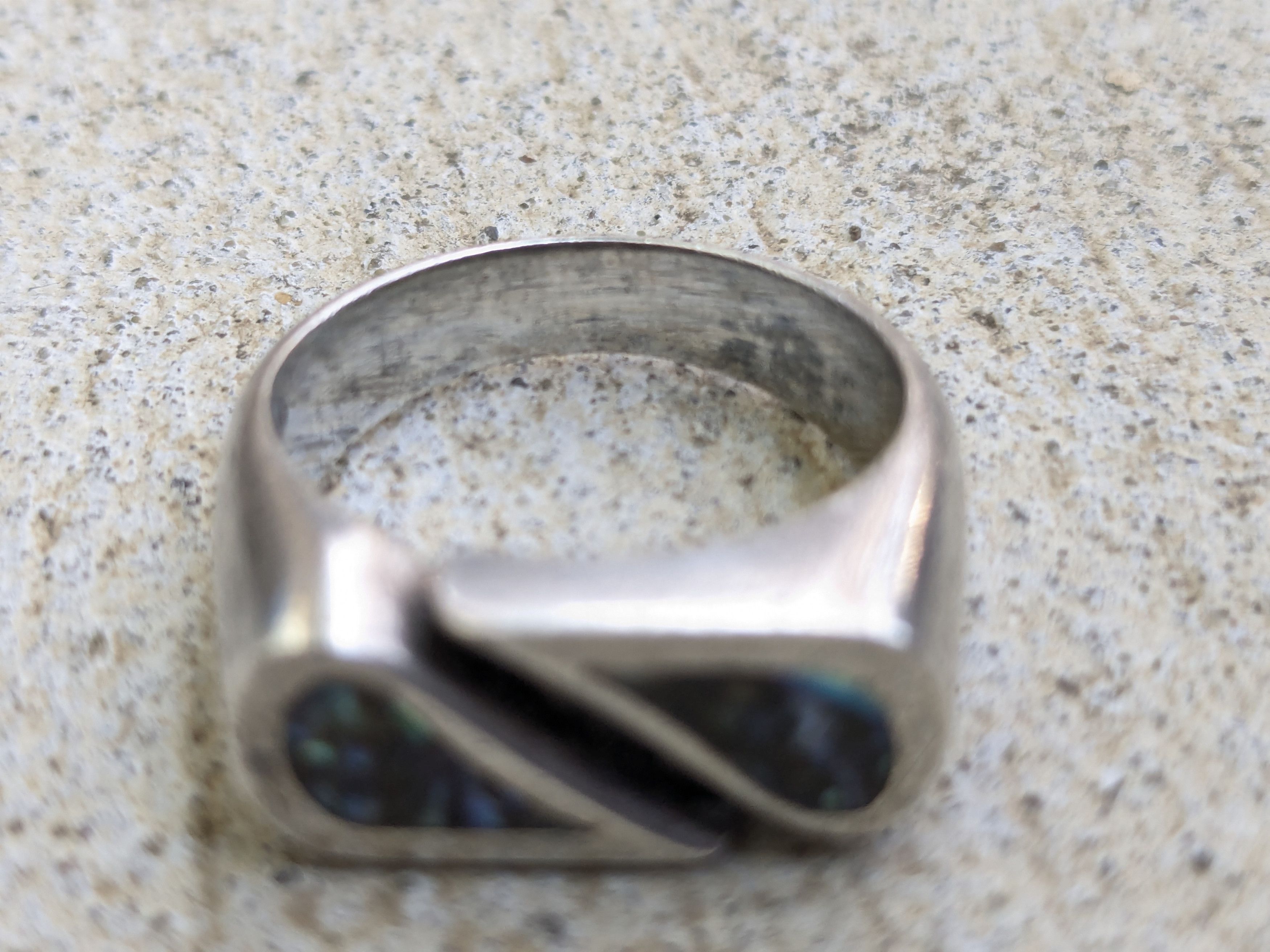 Other Vintage Sterling Silver Ring Blue Abalone 11 Taxco Shell Size ONE SIZE - 10 Thumbnail