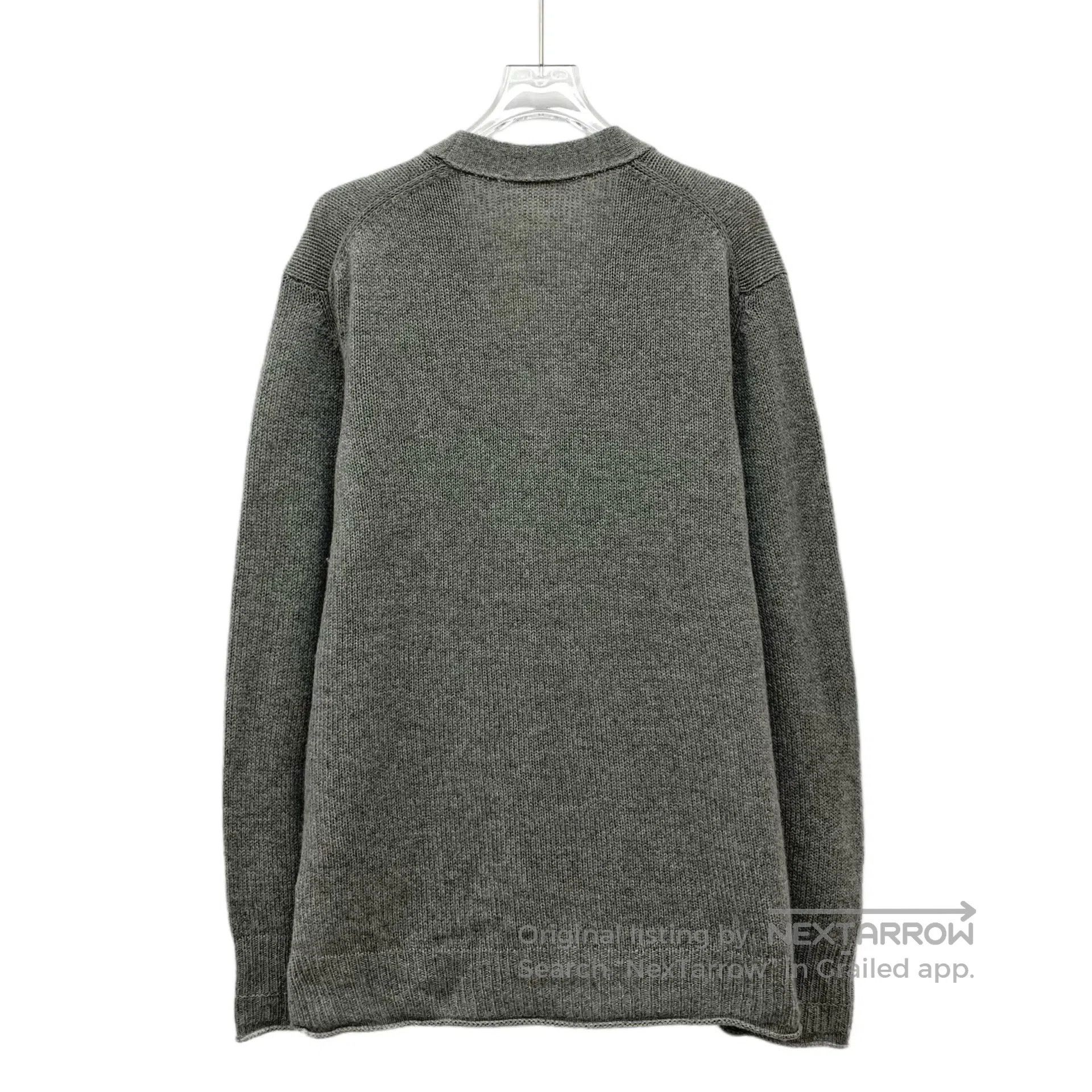 Celine CELINE Grey cashmere V-neck single-breasted long sleeve kn Size US L / EU 52-54 / 3 - 2 Thumbnail