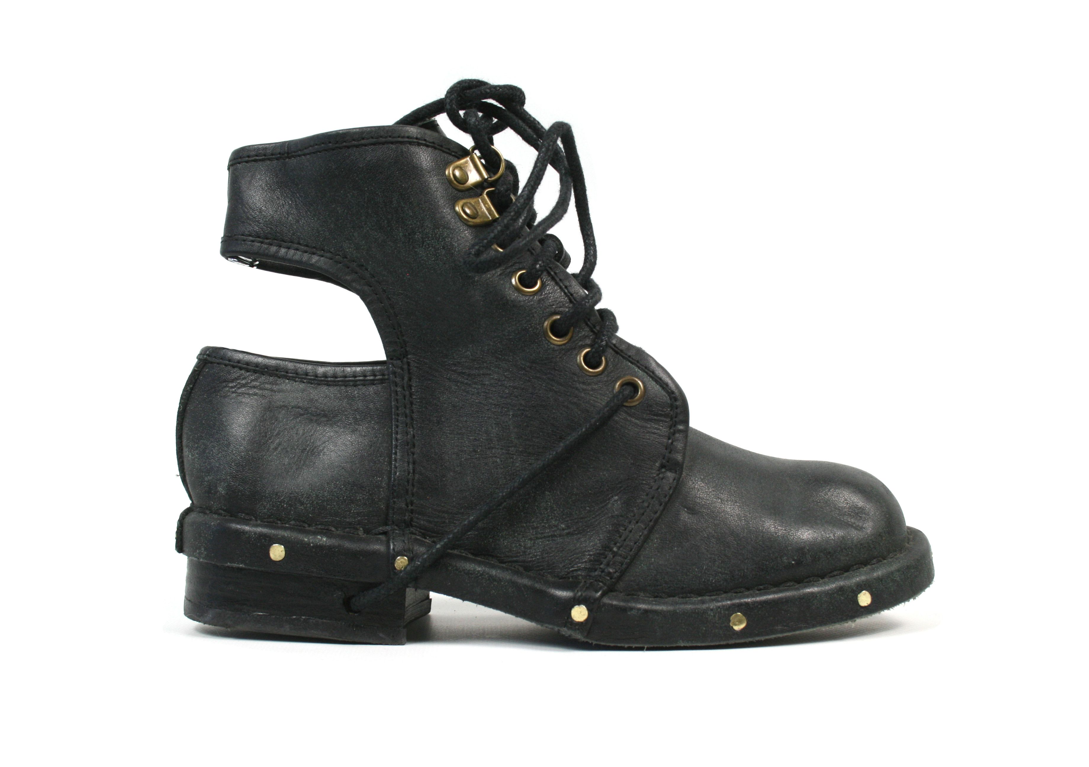 Jeffrey Campbell 00S Combat Y2K Leather Open Heel Boots Size US 5 / IT 35 - 1 Thumbnail
