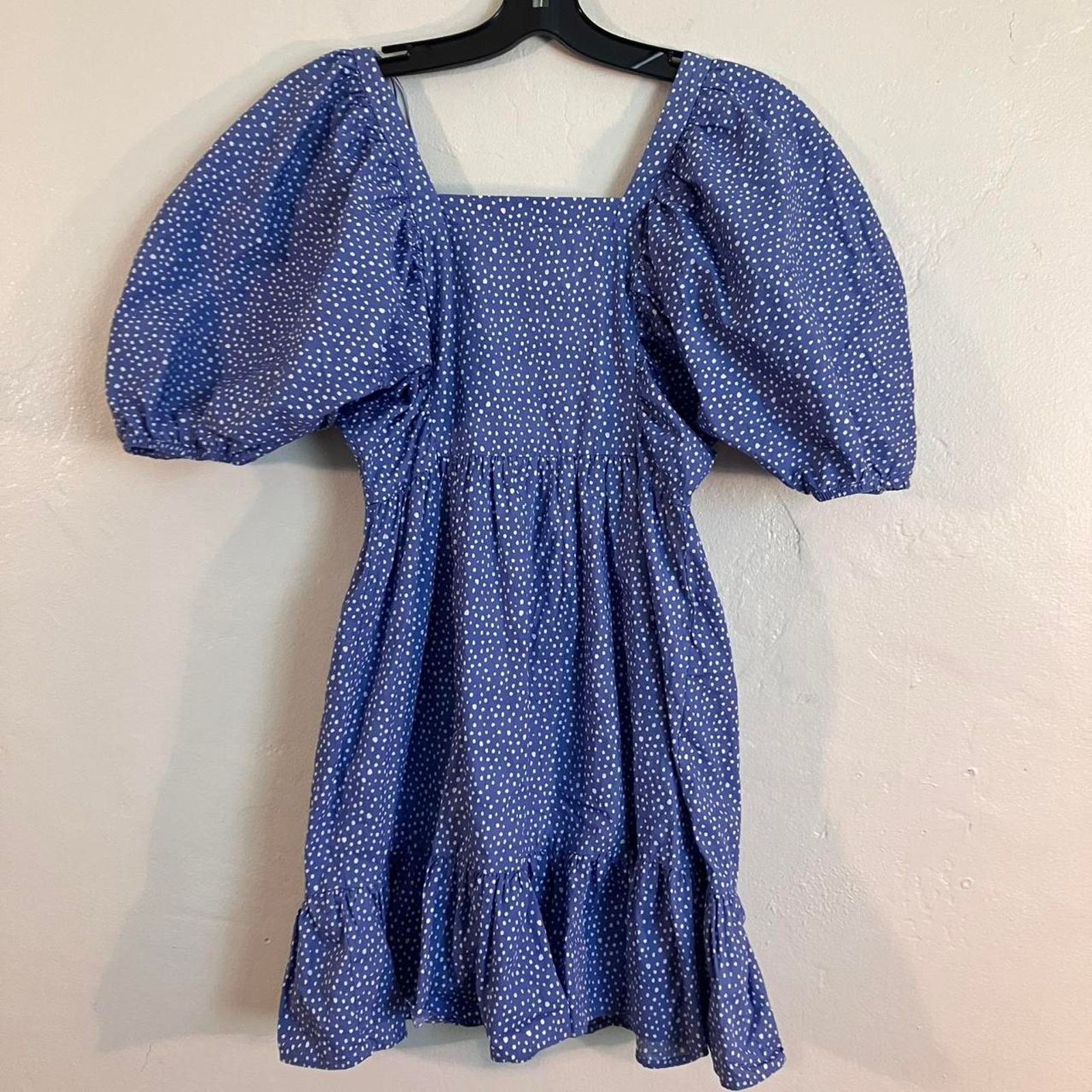 Other GB Blue puff-sleeve dress square neckline white polka dot Size S / US 4 / IT 40 - 1 Thumbnail
