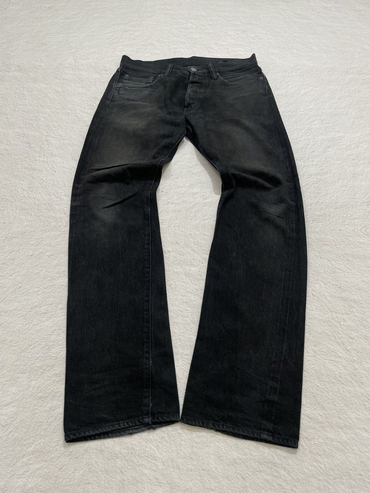 Japanese Brand Vintage 2000s Button Fly Washed Black Jeans y2k Size US 31 - 1 Thumbnail