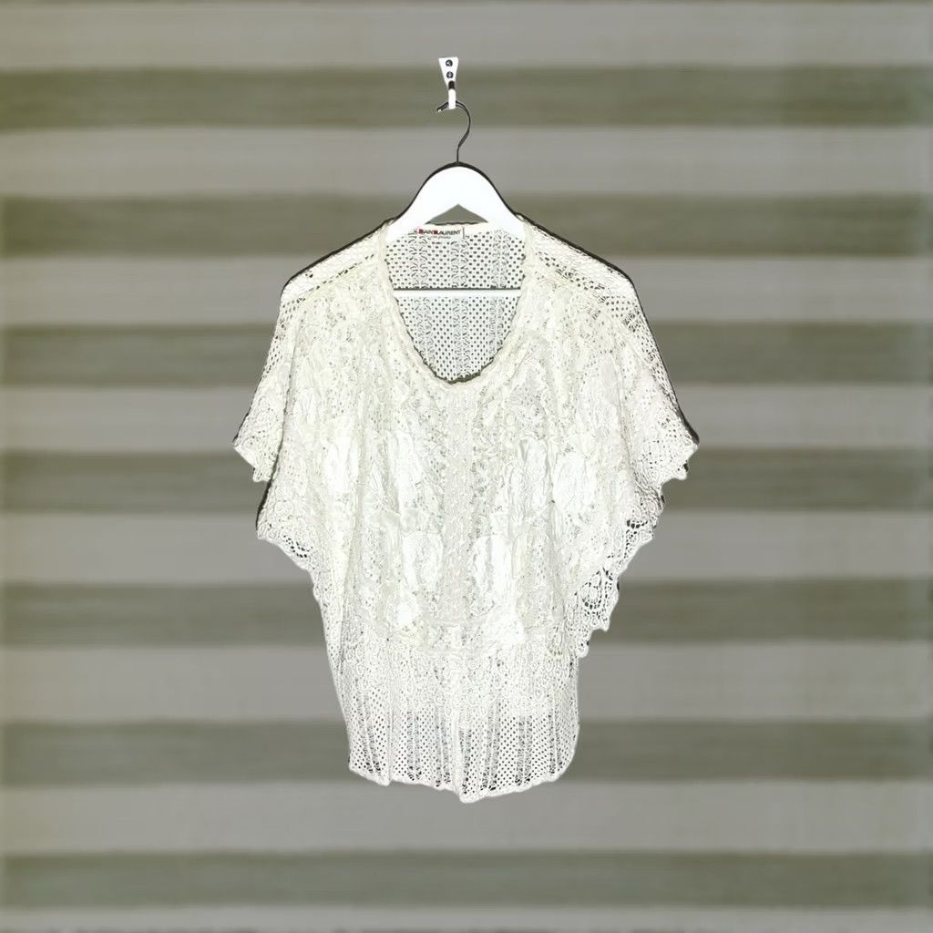 Yves Saint Laurent Vintage Saint Laurent Lace Blouse White Boho Top Size 40 Made in France Size S / US 4 / IT 40 - 1 Thumbnail
