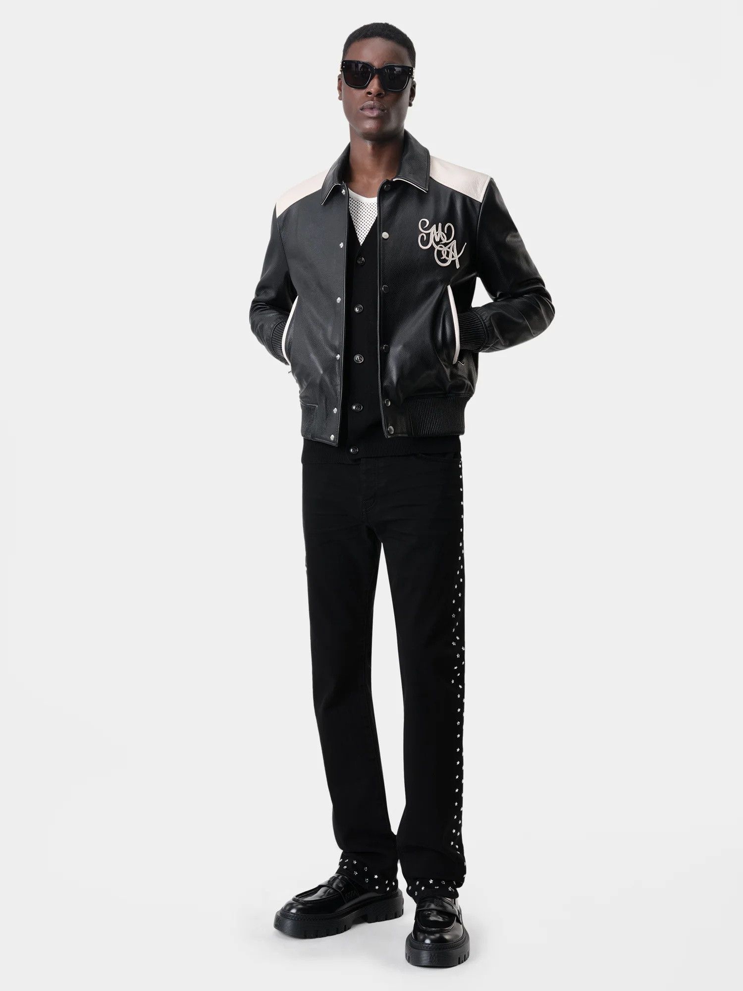 Amiri oc11z1125 Star Crystal Slim Jeans in Black Size US 32 / EU 48 - 2 Thumbnail