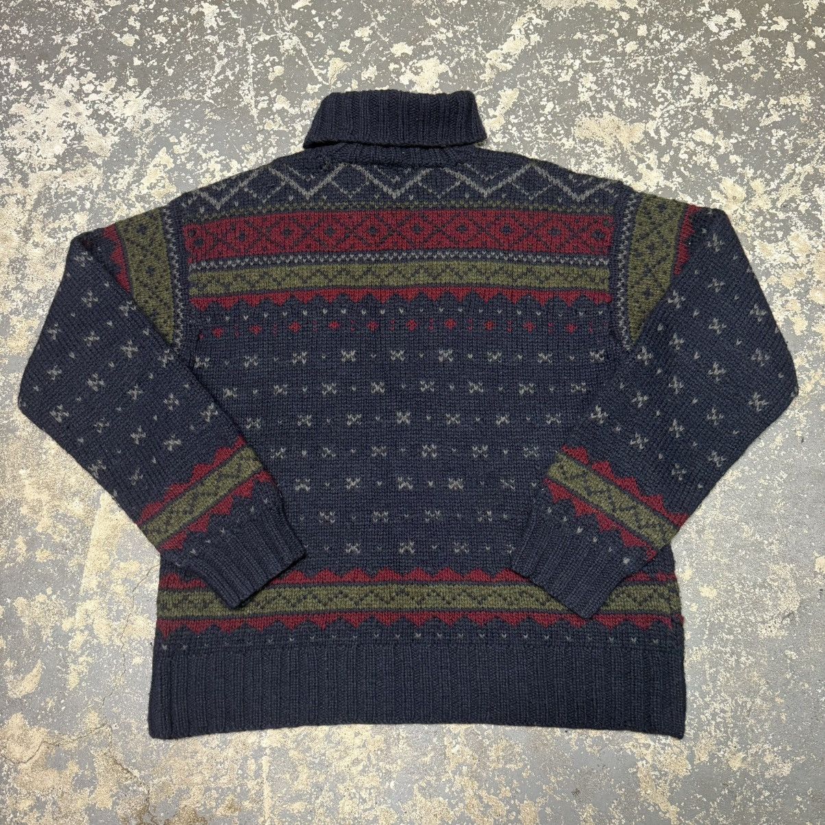 Vintage Vintage Polo Ralph Lauren Navy Blue Handknit Wool Sweater Size US L / EU 52-54 / 3 - 9 Thumbnail