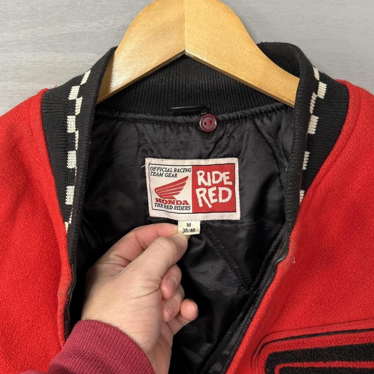 Honda Vintage Honda Red Riders Leather / Wool Bomber Jacket Medium Size US M / EU 48-50 / 2 - 3 Thumbnail