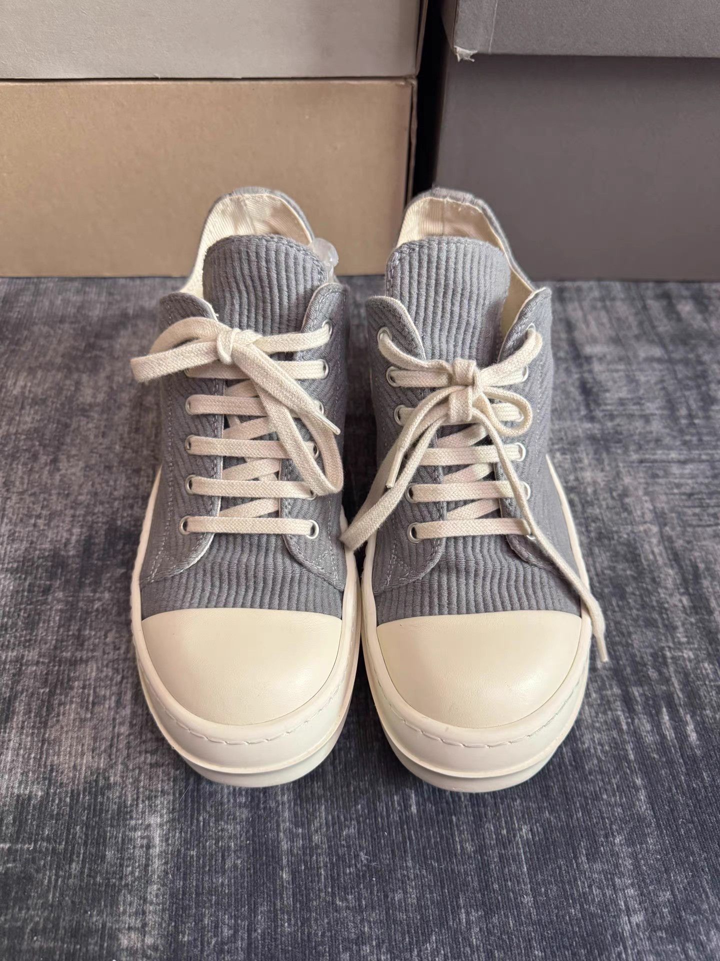 Rick Owens rick owens Gray Corduroy Turbo Cyclops Size US 8.5 / IT 38.5 - 2 Thumbnail