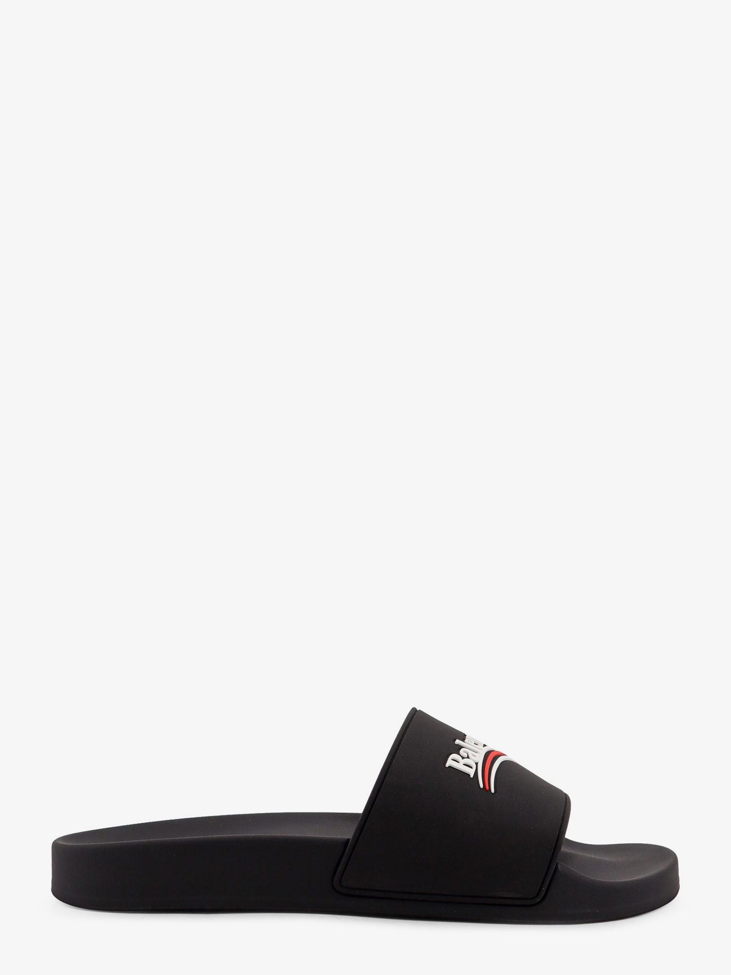 Balenciaga Black Red Bicolor Rubber Logo Slide Pool Sandal Flip Flop Flat 42 9 Balenciaga Pool Slide Sandals | Neiman Marcus main image 2