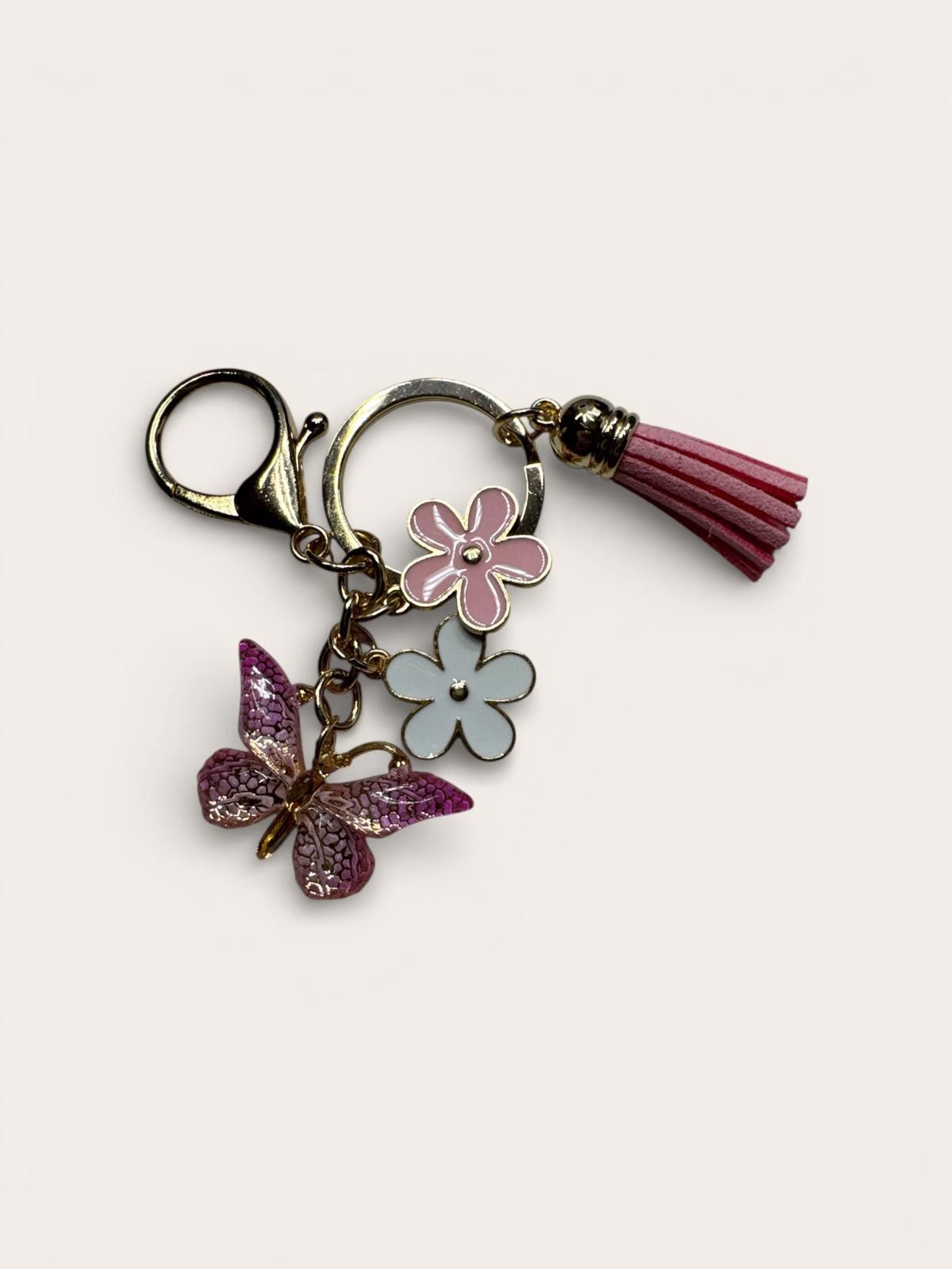 Genetic Manipulation Shinichiro Kuriya Pink Butterfly and Flower Charm Keychain with Tassel Size ONE SIZE - 1 Preview