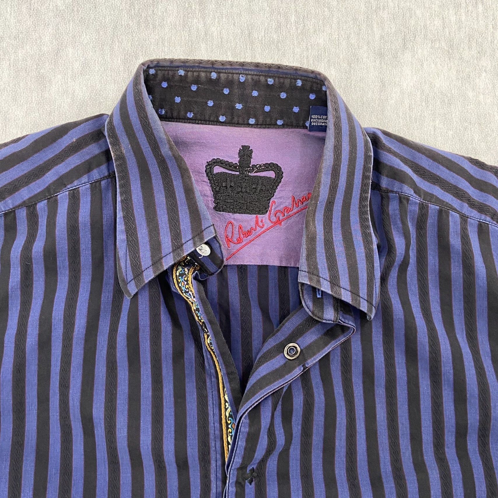 Robert Graham VINTAGE Robert Graham Button-Up Shirt Adult Medium Blue Striped Flip Cuff Long Sleeve Mens Size US M / EU 48-50 / 2 - 3 Thumbnail