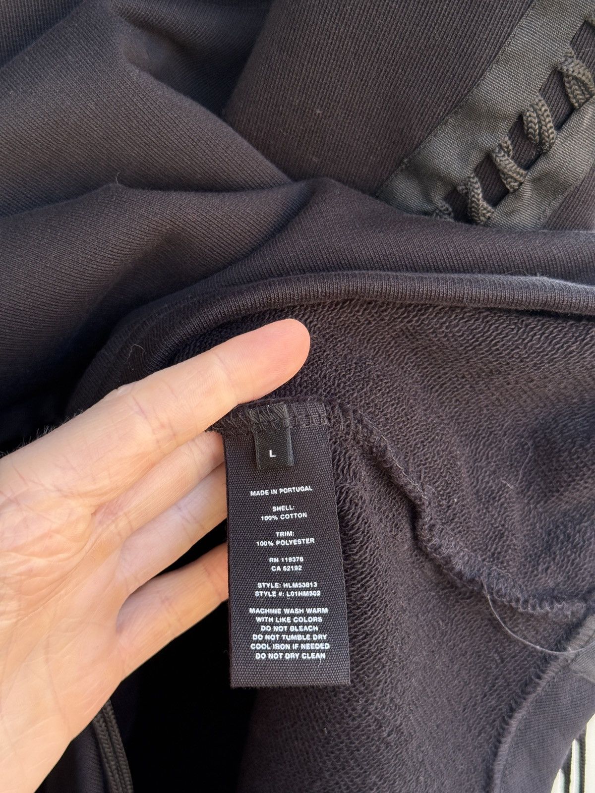 Helmut Lang Helmut Lang Black French Terry Laced T-Shirt Size US L / EU 52-54 / 3 - 4 Thumbnail
