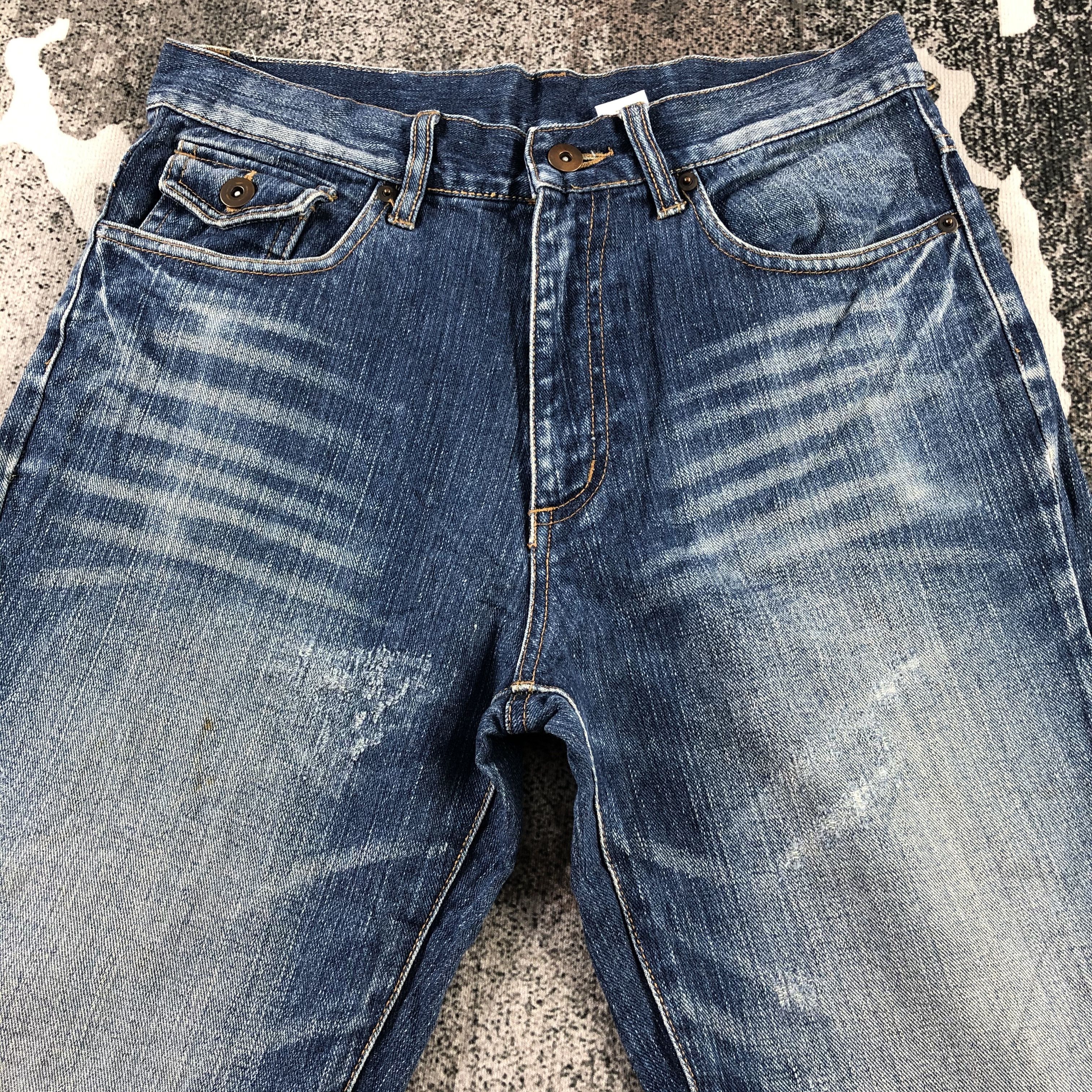 Japanese Brand Ghetto Jeans Faded Blue Ripped Denim KJ1350 Size US 30 / EU 46 - 3 Thumbnail
