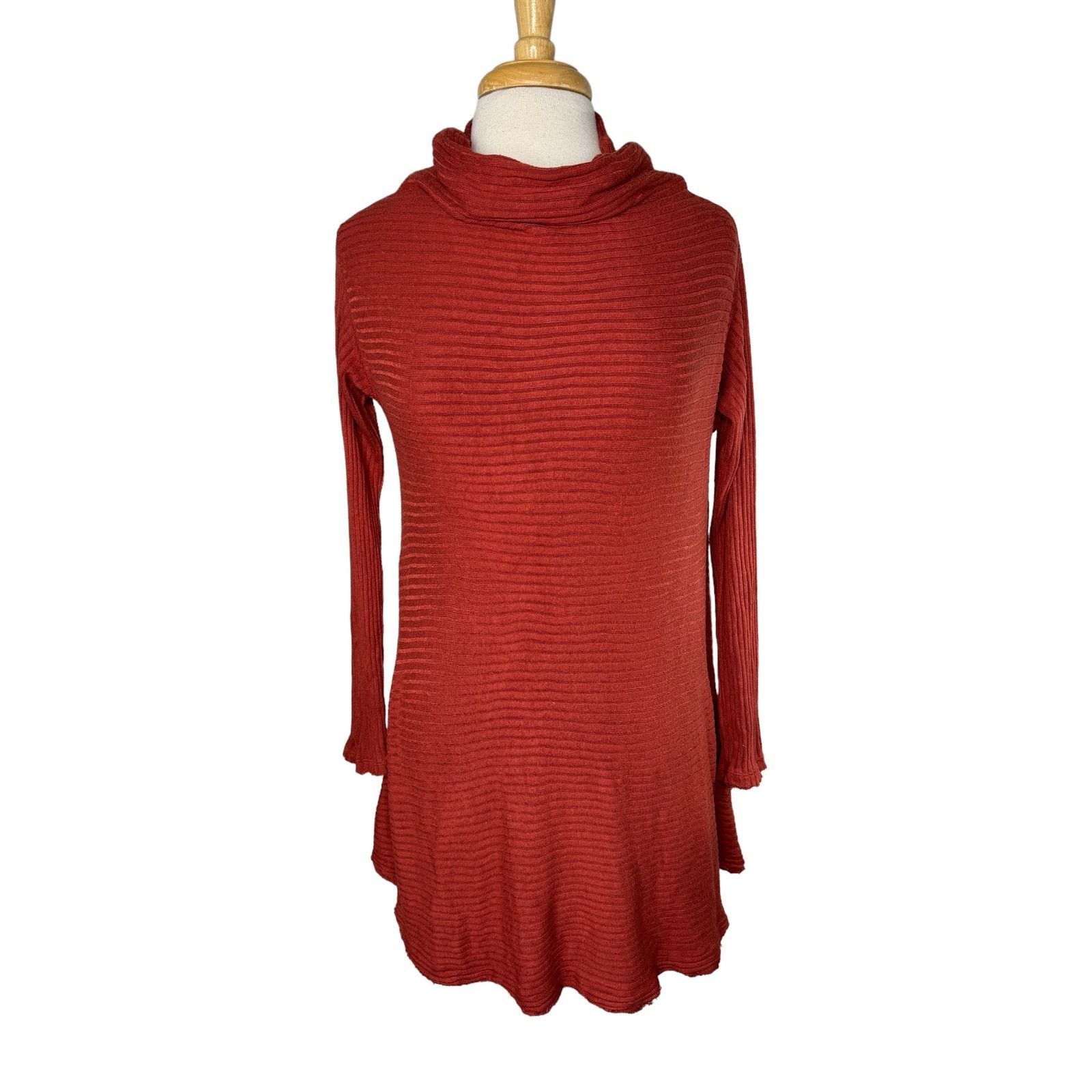 Free People WE THE FREE People Lover Rib Orange Split Mock Top Small Size S / US 4 / IT 40 - 1 Thumbnail