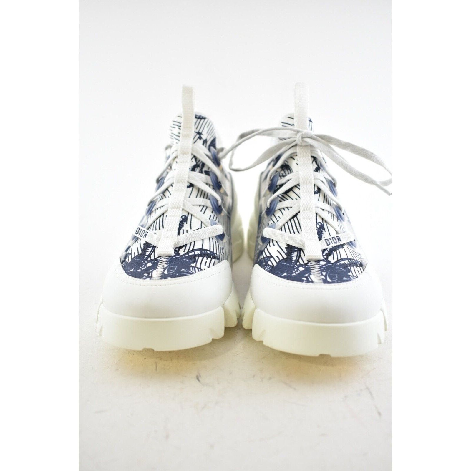 Dior Dior D-Connect Blue White Lace Up Flat Trainer Sneaker 40.5 Size US 10.5 / IT 40.5 - 4 Thumbnail