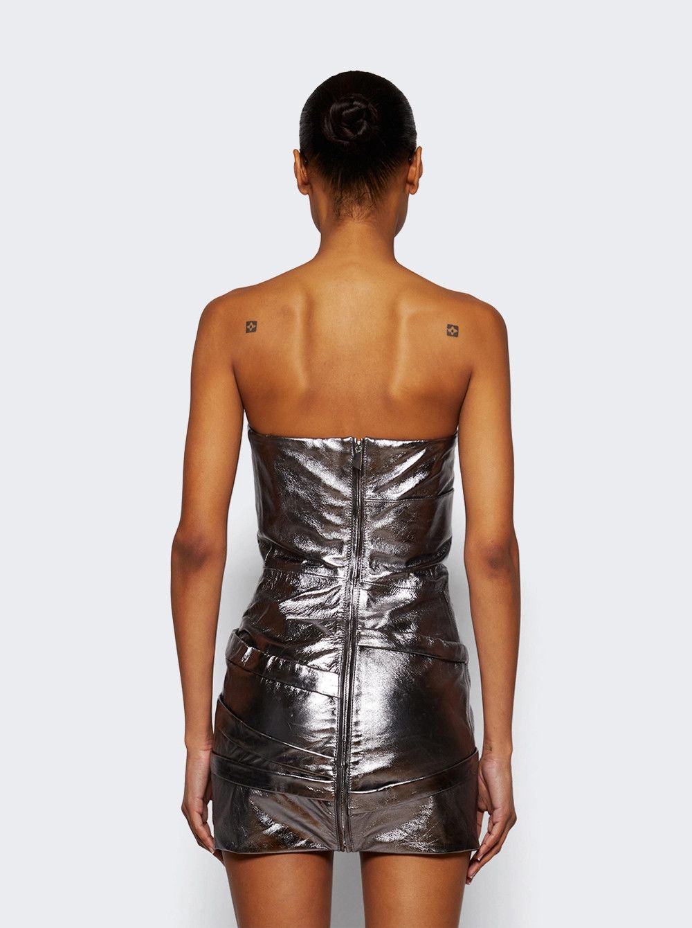 The Attico o1mle0526 Mini Mirror Leather Dress in Silver Size XS / US 0-2 / IT 36-38 - 5 Thumbnail