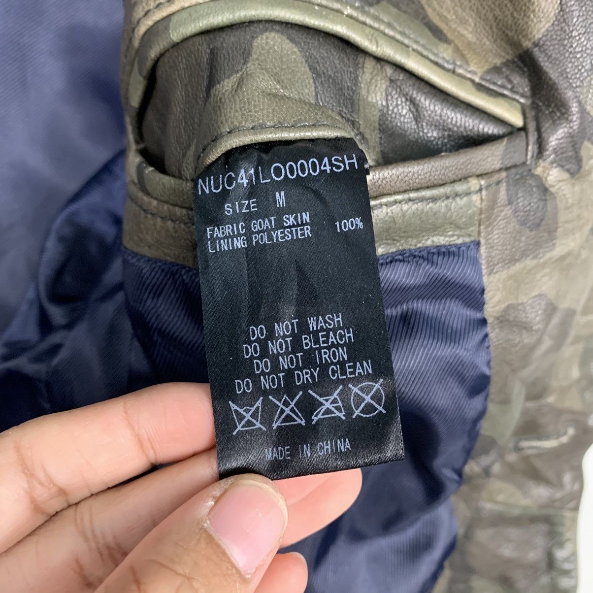 NANO universe Japanese Brand Nano Universe Camo Leather Jacket Size US XS / EU 42 / 0 - 16 Thumbnail