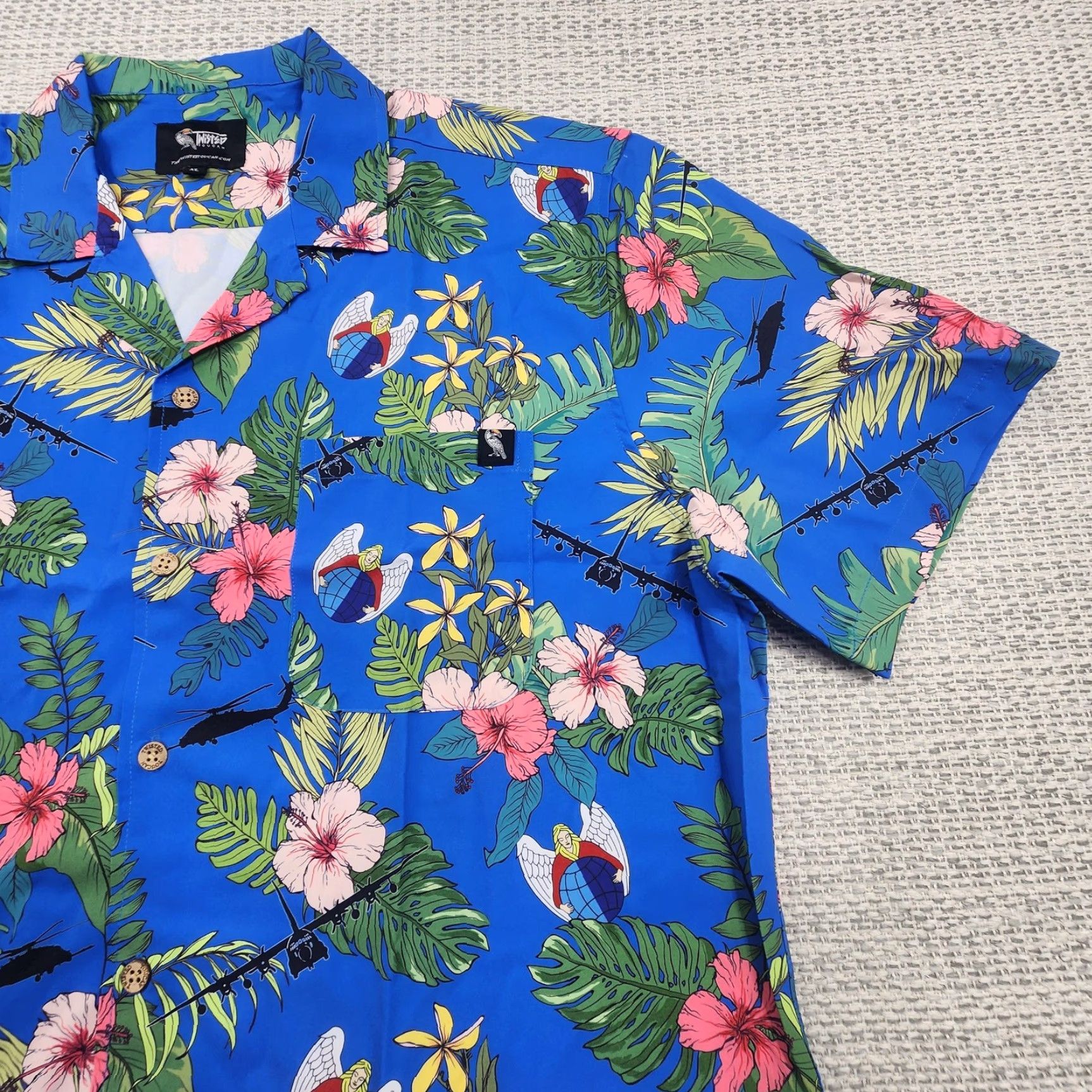 Twisted X Twisted Tucan Shirt Mens XL Blue Hawaiian Button Up Short Sleeve Floral Size US XL / EU 56 / 4 - 2 Thumbnail