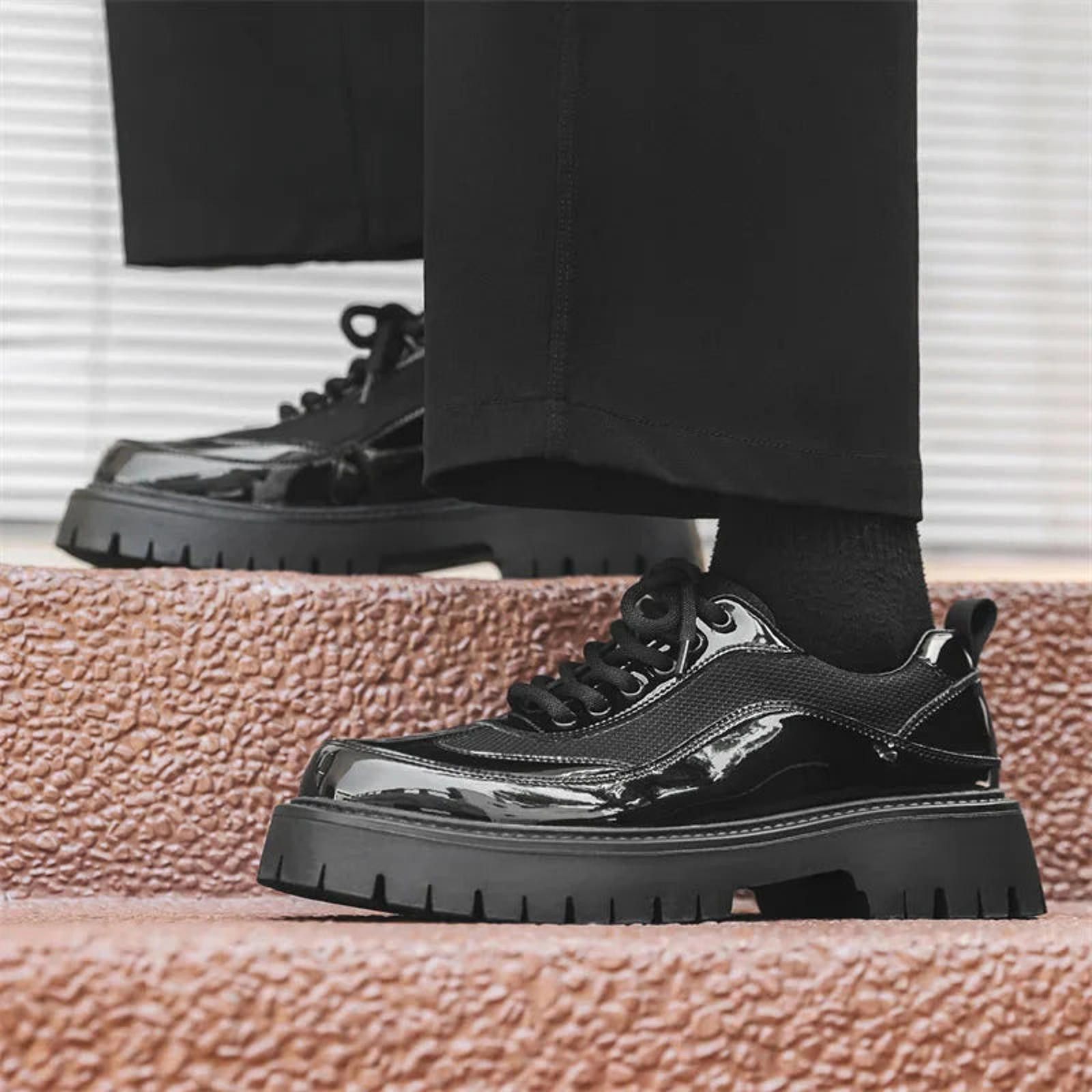 Leather Faux Leather Hybrid Mesh/Patent Plaform Boots Shoes Size US 9 / EU 42 - 4 Thumbnail