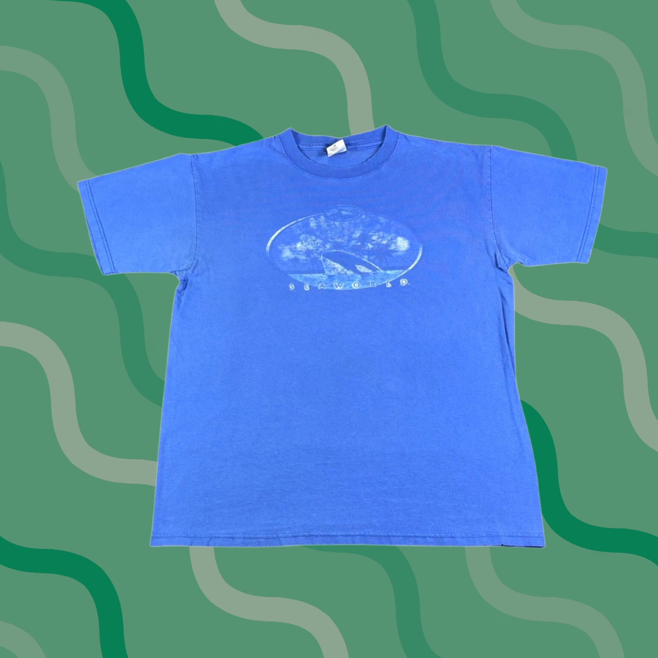 Anvil VINTAGE SeaWorld Whale Graphic T-Shirt Blue Distressed Anvil Tag Mens Large Beach Grunge 1990s Graphic Tee Mens L Blue Distressed SeaWorld Whale Size US L / EU 52-54 / 3 - 1 Thumbnail
