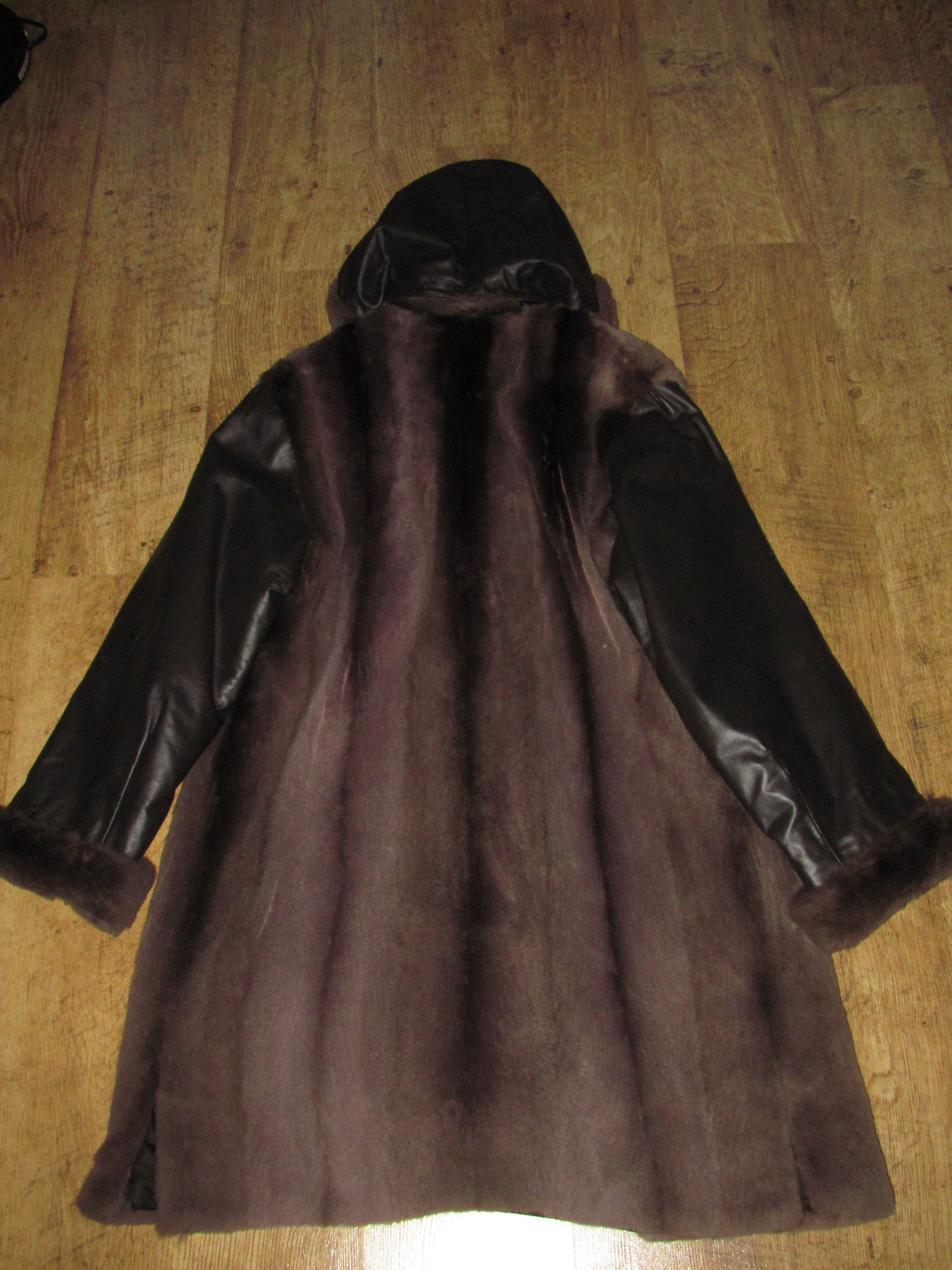 Vintage VINTAGE HOODED FUR COAT WITH LEATHER SLEEVES Size US M / EU 48-50 / 2 - 10 Thumbnail
