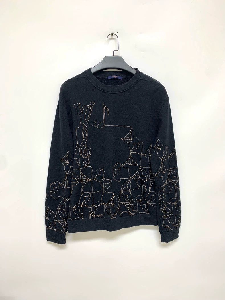 Louis Vuitton Louis Vuitton Black note embroidered sweatshirt Size US XL / EU 56 / 4 - 1 Thumbnail