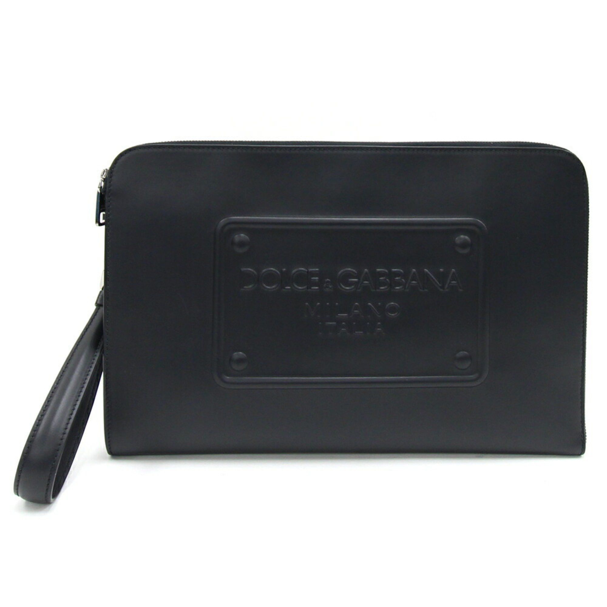 Dolce & Gabbana Dolce & Gabbana Clutch Bag Pouch Large Calfskin Relief BM2276 Black Leather Document Case Men's DOLCE GABBANA Size ONE SIZE - 1 Thumbnail