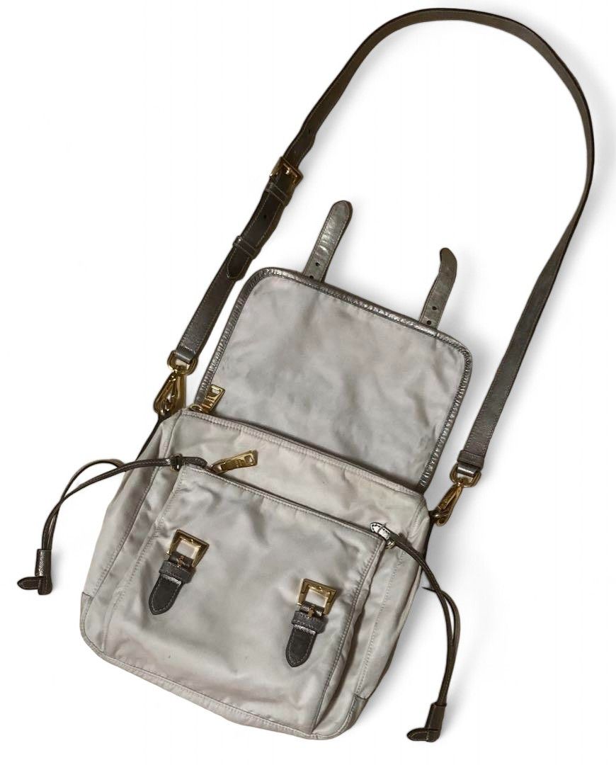 Prada Prada - Shoulder Bag Crossbody White Nylon Leather Gold Size ONE SIZE - 7 Thumbnail