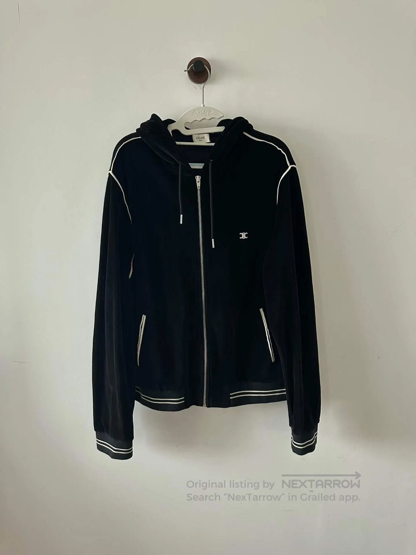 Celine CELINE Black Velvet Hooded Jacket| Size US XL / EU 56 / 4 - 1 Thumbnail