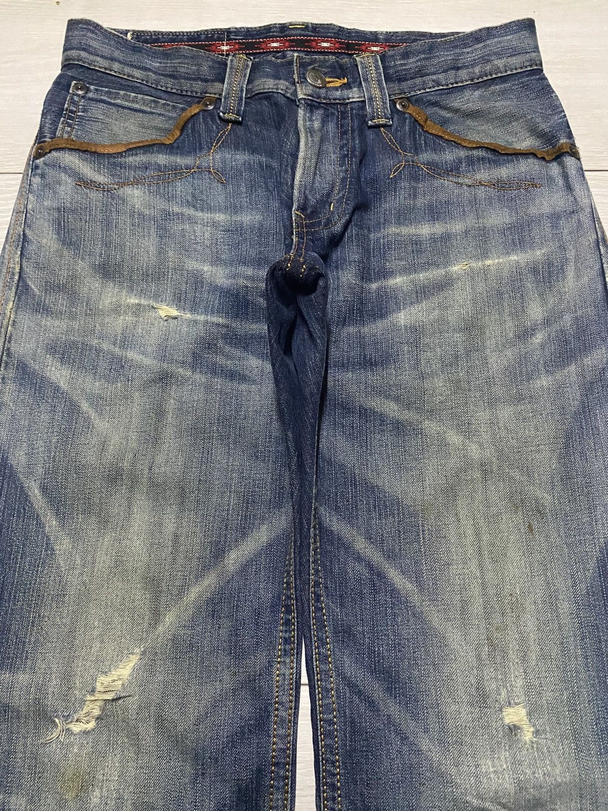 Junya Watanabe Vintage Edwin XV Mud Wash Diatressed Baggy Jeans Size US 32 / EU 48 - 3 Thumbnail