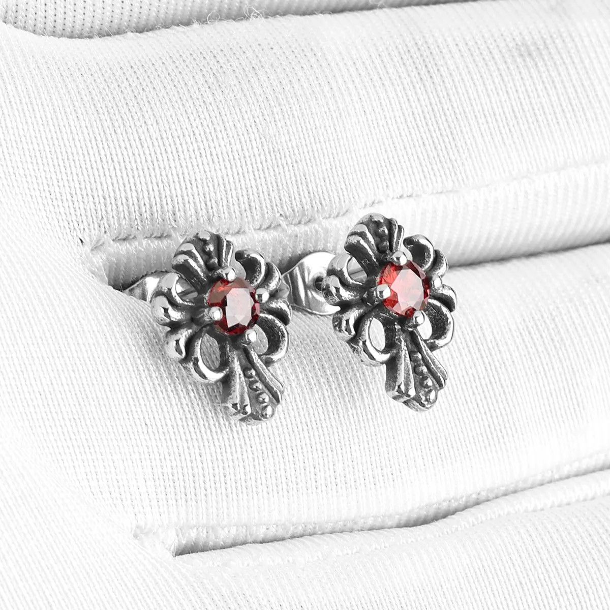 Jewelry Red Cross Stud Earrings Charm Stainless Earring Gift Size ONE SIZE - 3 Thumbnail