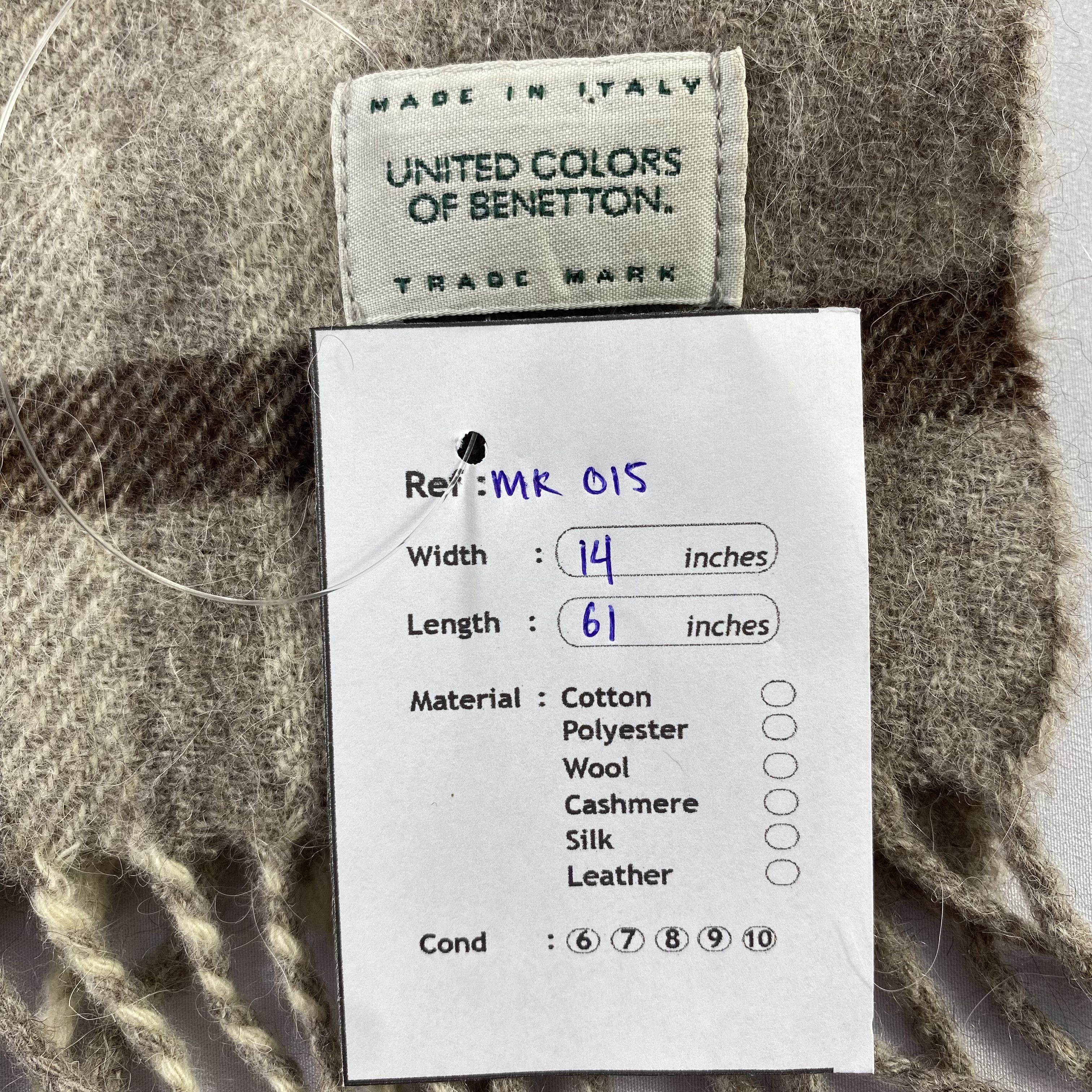 United Colors Of Benetton United Colors Of Benetton Scarf Plaid Wool Muffler Neck Wrap Size ONE SIZE - 5 Thumbnail