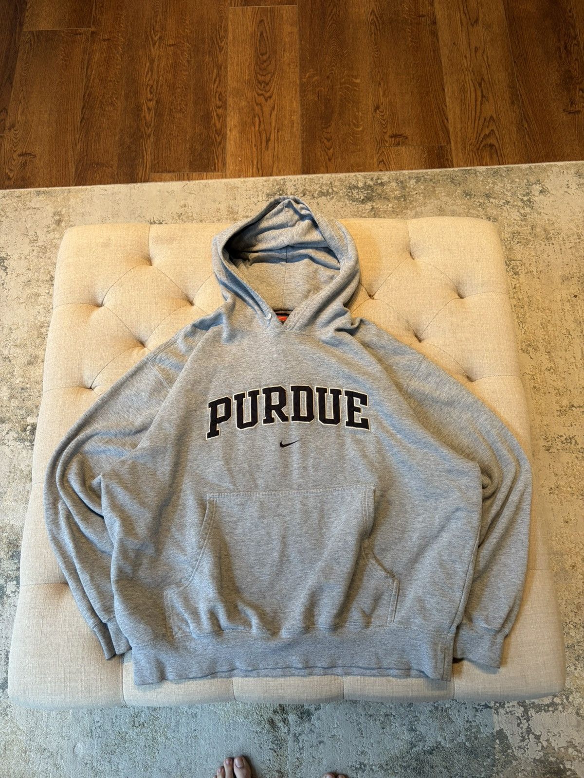 Nike Vintage 90-00s Purdue University center swoosh Grey Hoodie Size US XL / EU 56 / 4 - 1 Thumbnail