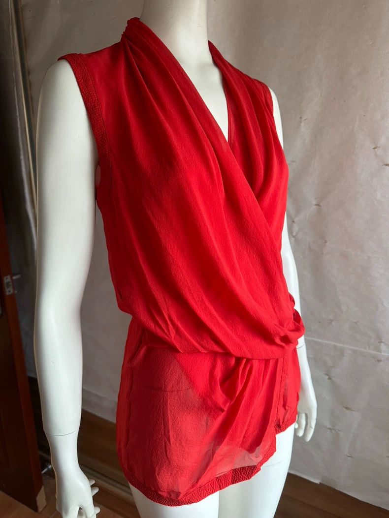 Helmut Lang HELMUT LANG sizeP Silk pleated waist deep V top Size S / US 4 / IT 40 - 3 Thumbnail