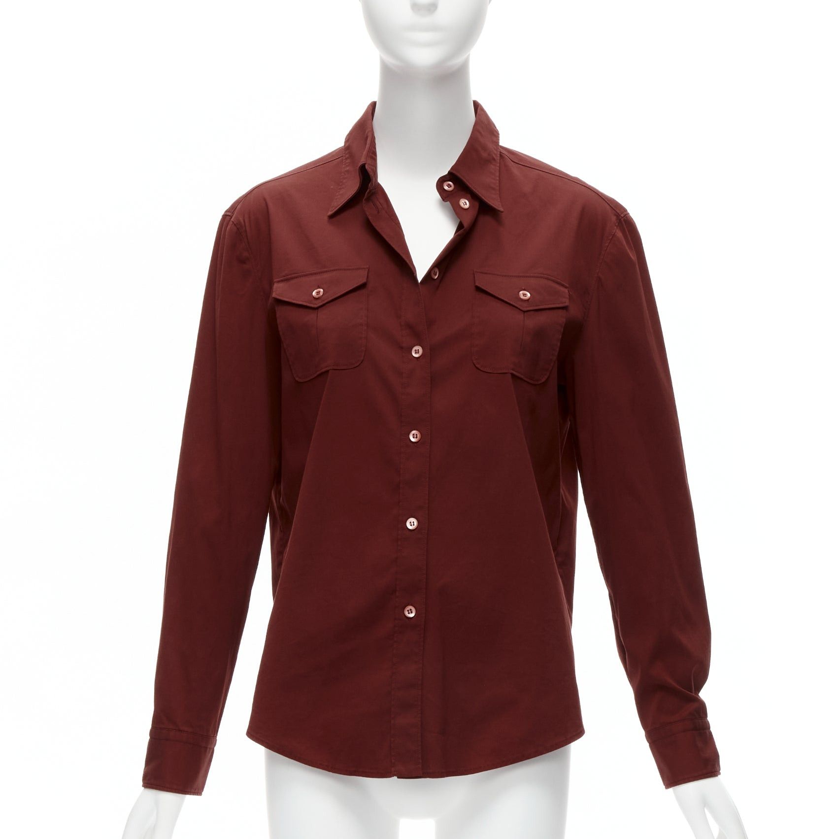 Prada PRADA 1997 Vintage red double flap pocket button front dress shirt IT44 L Size M / US 6-8 / IT 42-44 - 1 Thumbnail